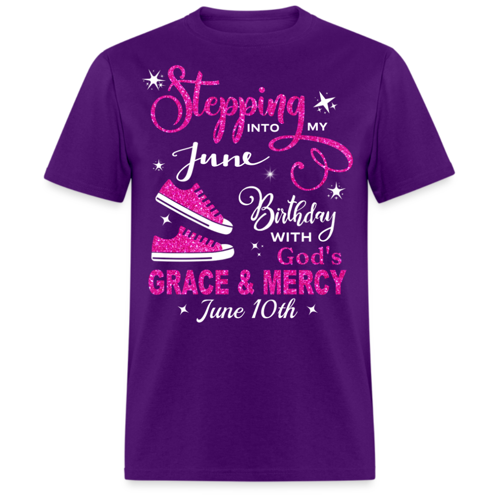 STEPPING INTO MY 10 JUNE BIRTHDAY UNISEX SHIRT