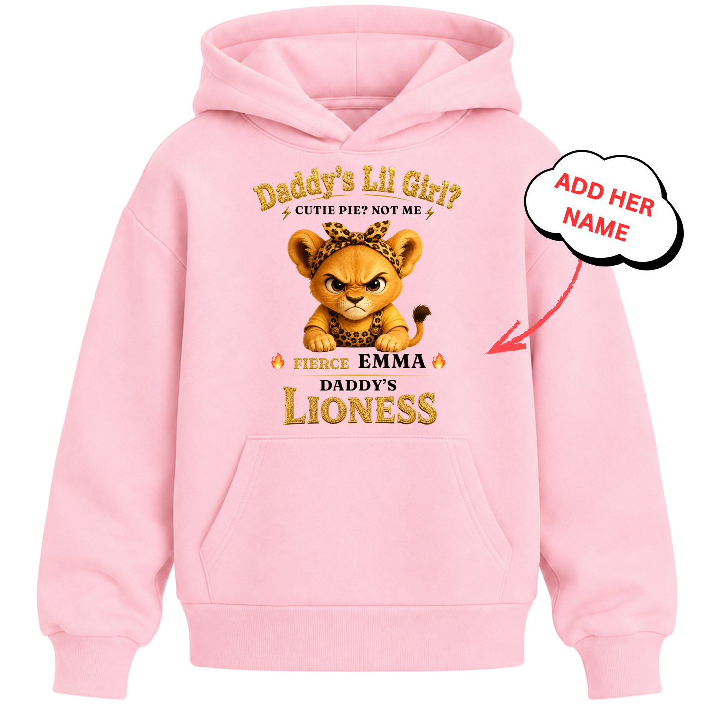 PERSONALIZED-DADDY'S LIL GIRL, DADDY'S LIONESS- HEAVY BLEND KIDS HOODIE