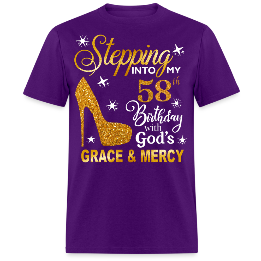 STEPPING INTO MY 58TH BIRTHDAY WITH GOD'S GRACE & MERCY UNISEX SHIRT