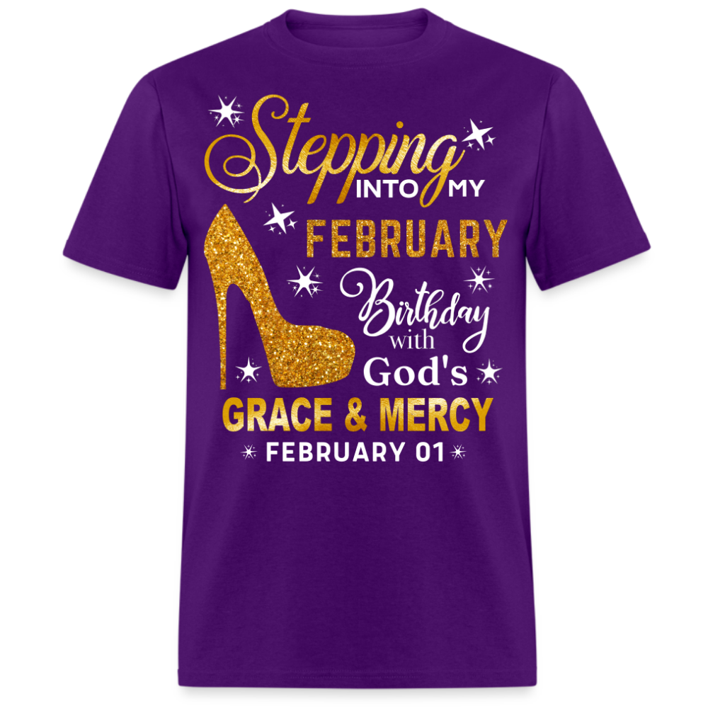 STEPPING INTO MY FEBRUARY 01 BIRTHDAY UNISEX SHIRT