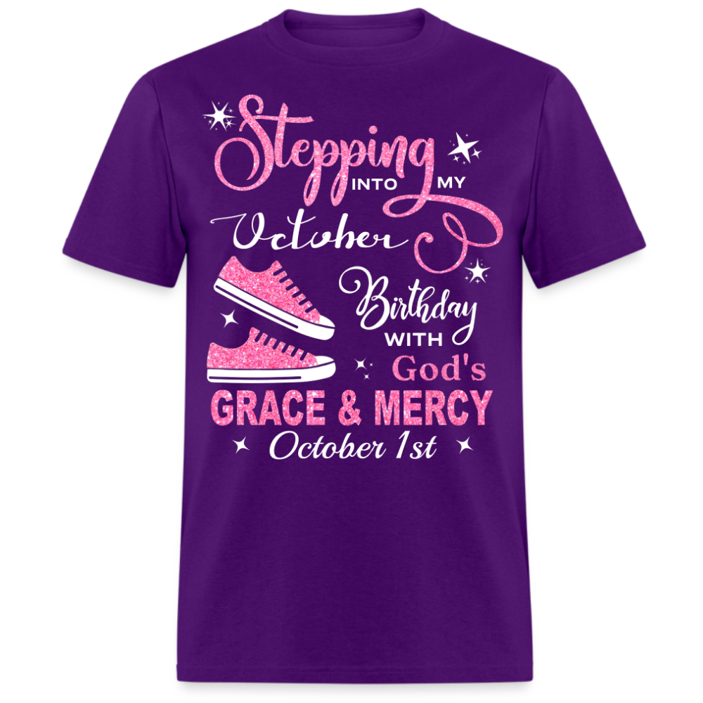 OCTOBER 1ST BIRTHDAY GOD'S GRACE AND MERCY UNISEX SHIRT