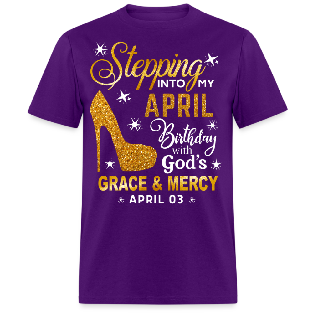 STEPPING INTO MY APRIL 03 BIRTHDAY UNISEX SHIRT