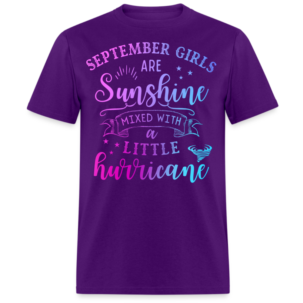 SEPTEMBER GIRLS ARE SUNSHINE MIXED WITH A LITTLE HURRICANE UNISEX SHIRT