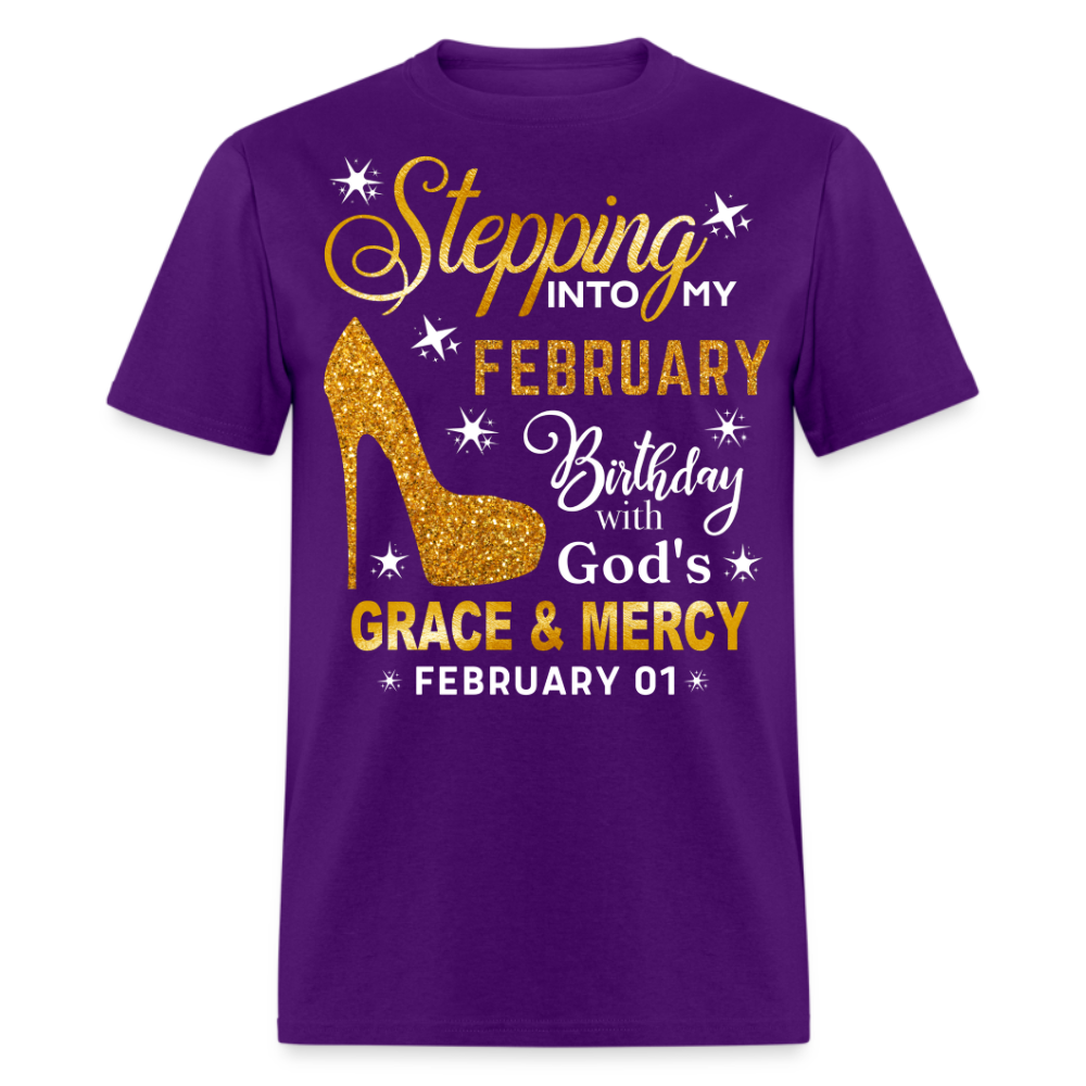 STEPPING INTO MY FEBRUARY 01 BIRTHDAY UNISEX SHIRT