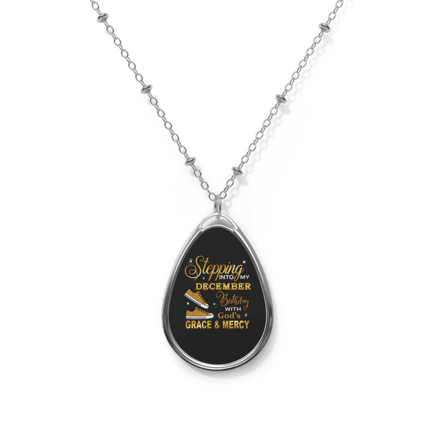 DECEMBER GOD'S GRACE & MERCY OVAL NECKLACE