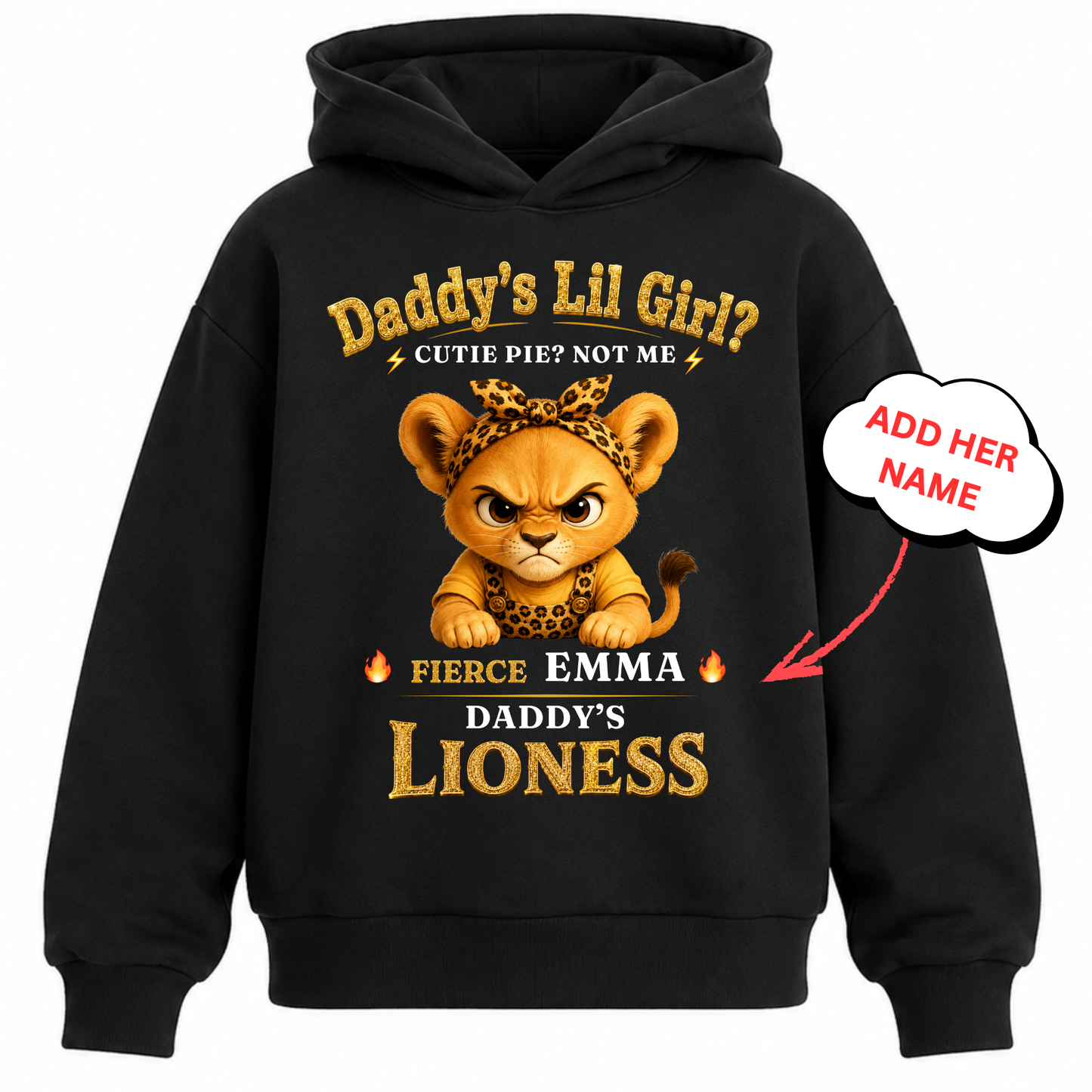 PERSONALIZED-DADDY'S LIL GIRL, DADDY'S LIONESS- HEAVY BLEND KIDS HOODIE