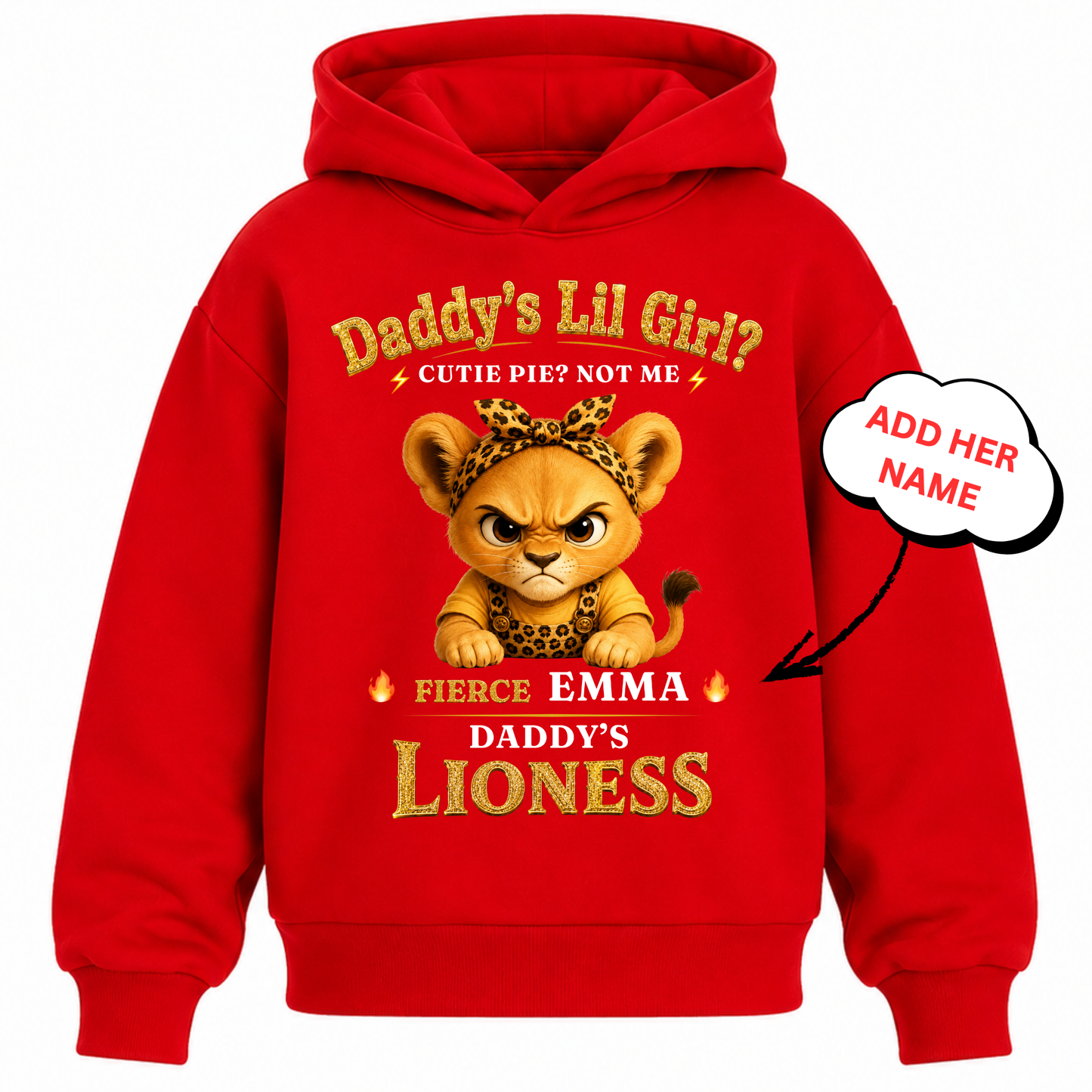PERSONALIZED-DADDY'S LIL GIRL, DADDY'S LIONESS- HEAVY BLEND KIDS HOODIE