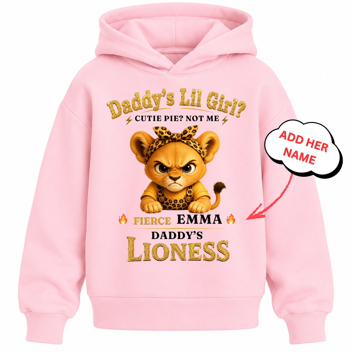 PERSONALIZED-DADDY'S LIL GIRL, DADDY'S LIONESS- HEAVY BLEND KIDS HOODIE