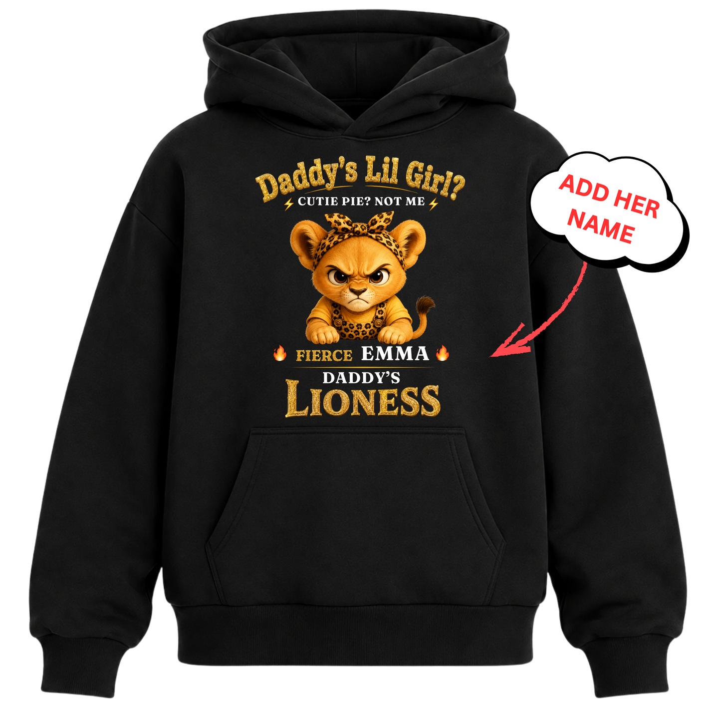 PERSONALIZED-DADDY'S LIL GIRL, DADDY'S LIONESS- HEAVY BLEND KIDS HOODIE