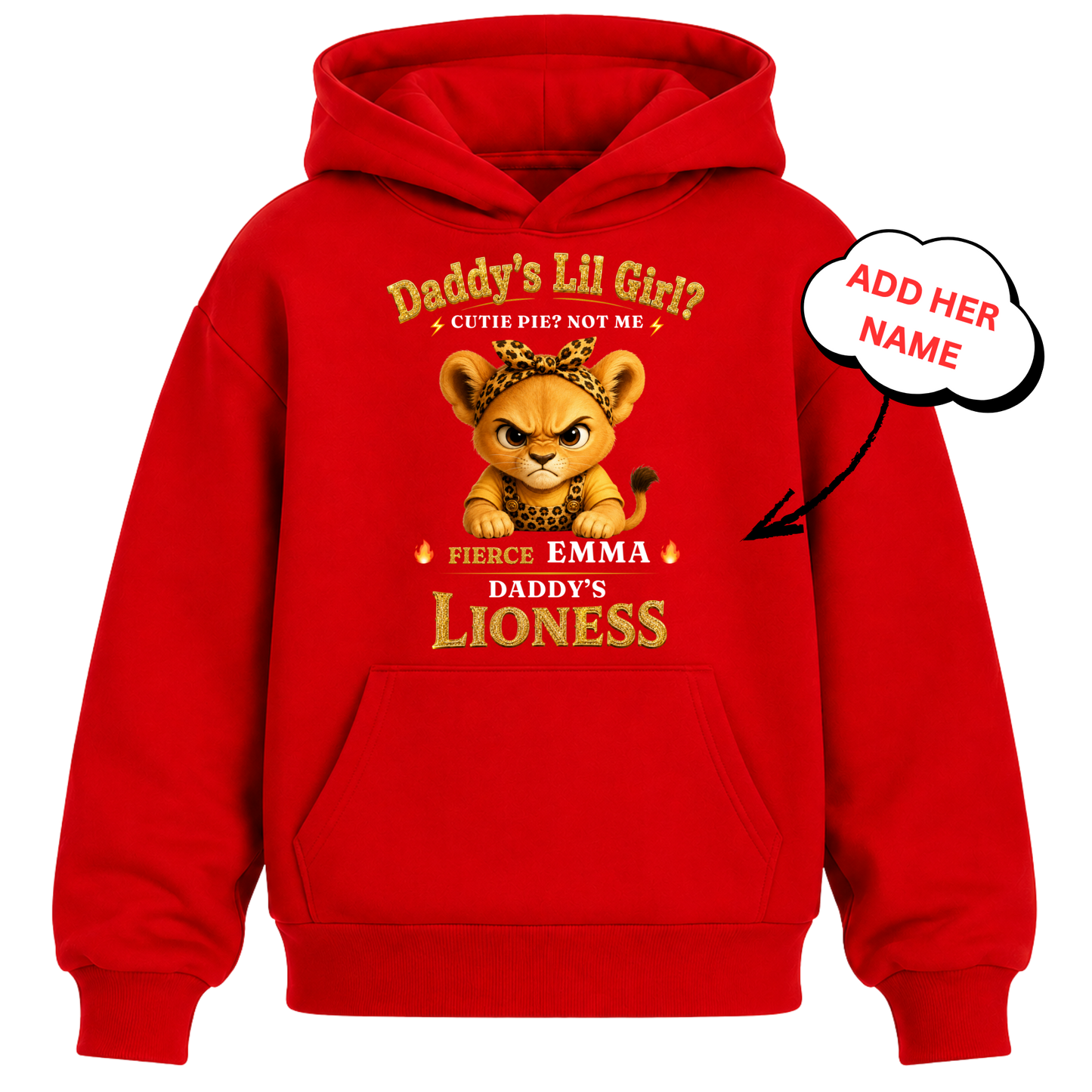 PERSONALIZED-DADDY'S LIL GIRL, DADDY'S LIONESS- HEAVY BLEND KIDS HOODIE