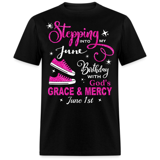 STEPPING INTO MY 01 JUNE BIRTHDAY UNISEX SHIRT