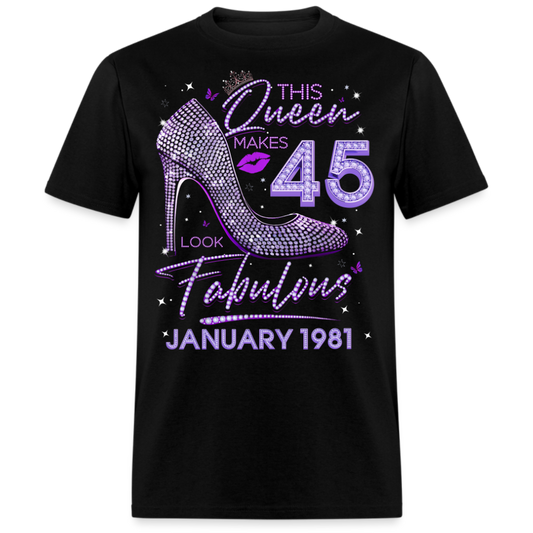 QUEEN 45 FABULOUS JANUARY 1981 UNISEX SHIRT