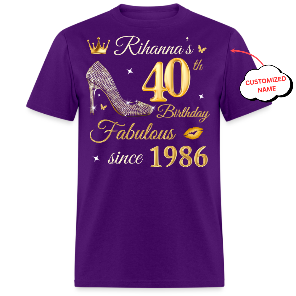 PERSONALIZED-4OTH BIRTHDAY FAB SINCE 1986 UNISEX SHIRT