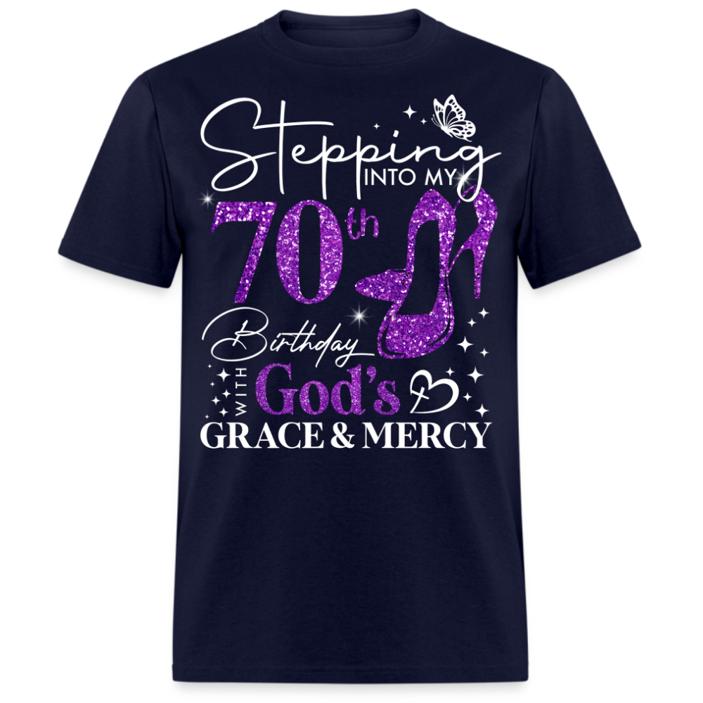 STEPPING INTO MY 70TH BIRTHDAY WITH GOD'S GRACE UNISEX SHIRT