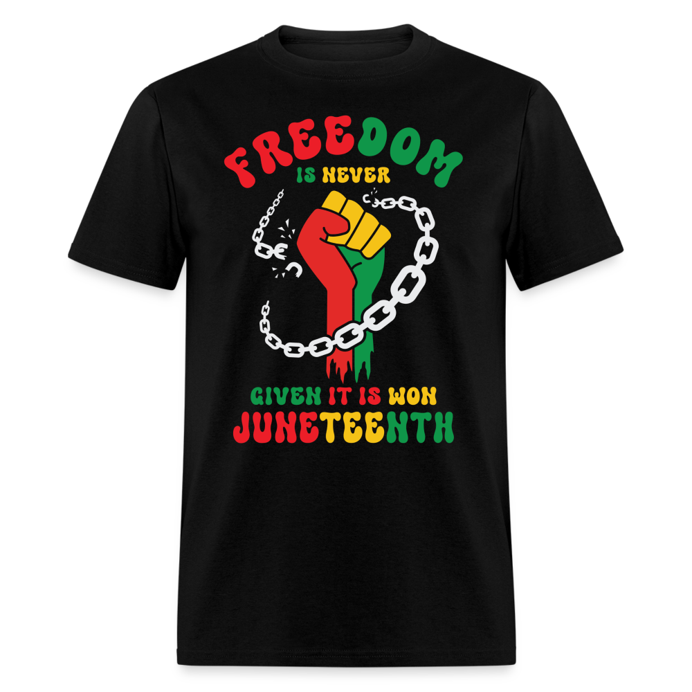 FREEDOM IS NEVER GIVEN, IT IS WON JUNETEENTH UNISEX SHIRT