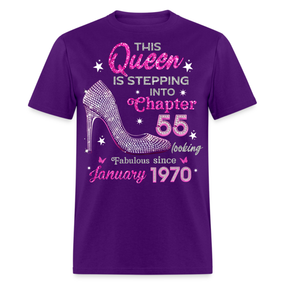 QUEEN STEPPING INTO CHAPTER 55 SINCE JANUARY 1970 UNISEX SHIRT