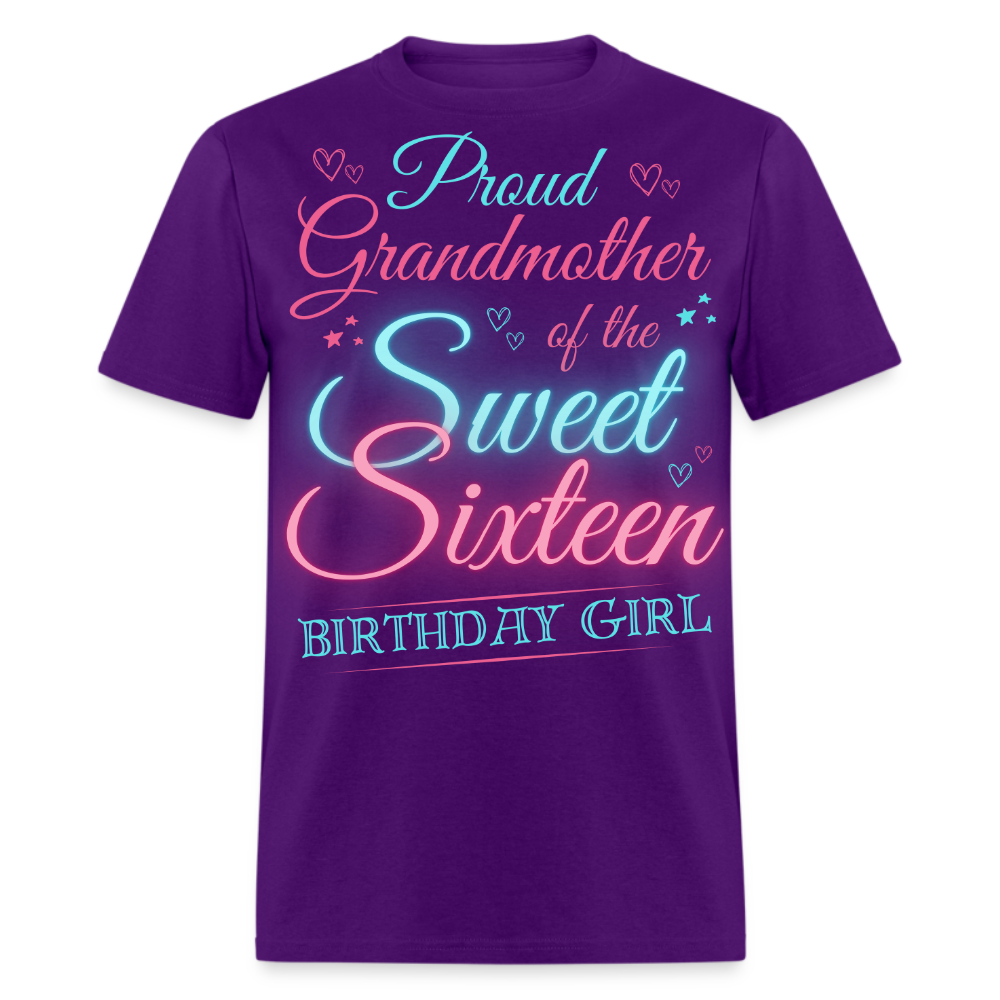 PROUD GRANDMOTHER OF THE SWEET SIXTEEN BIRTHDAY GIRL UNISEX SHIRT