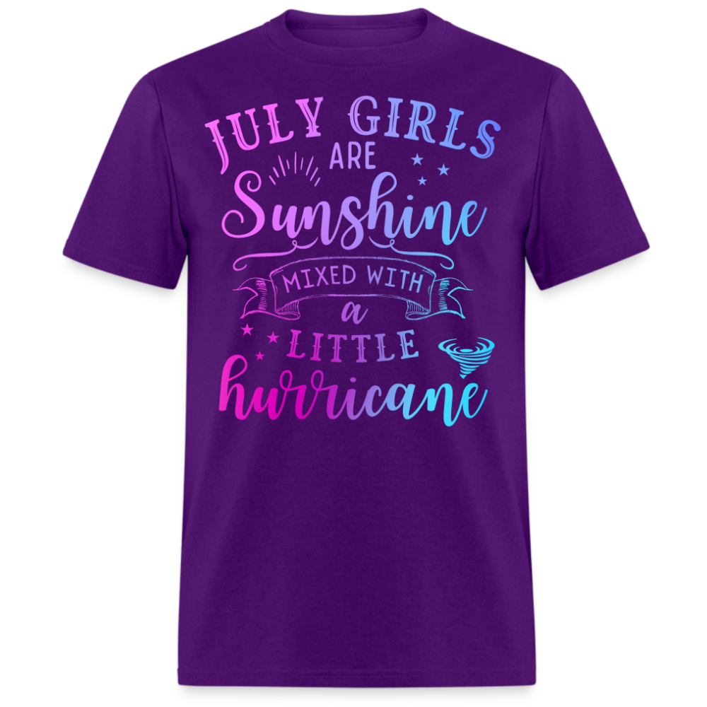 JULY GIRLS ARE SUNSHINE MIXED WITH A LITTLE HURRICANE UNISEX SHIRT