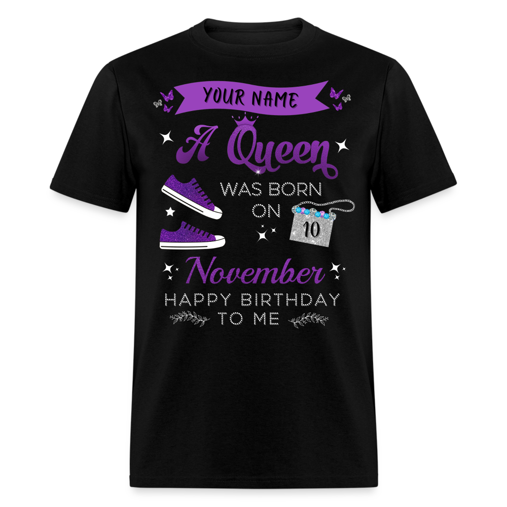 PERSONALIZABLE PURPLE NOVEMBER QUEEN SHIRT - black