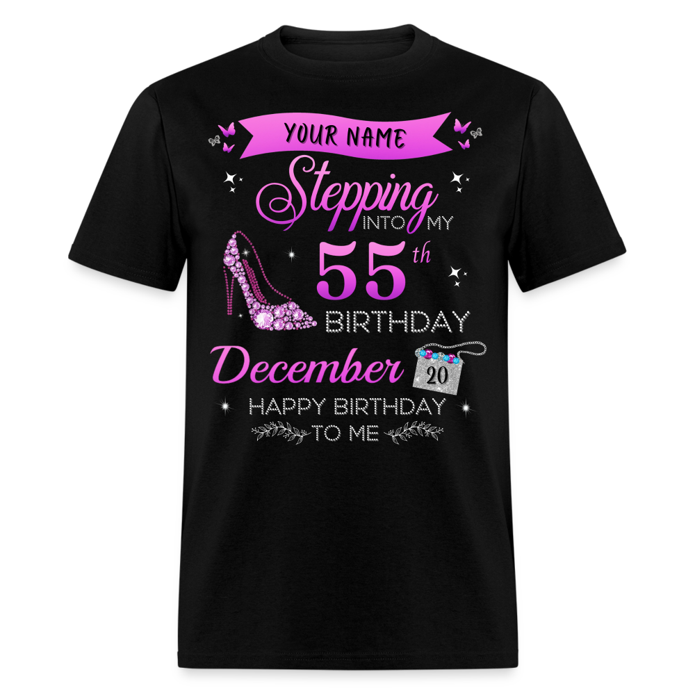 PERSONALIZABLE DECEMBER STEPPING BIRTHDAY UNISEX SHIRT - black