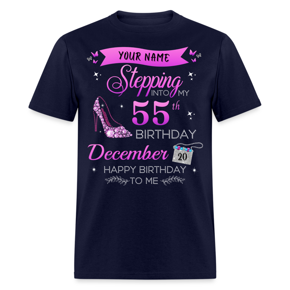 PERSONALIZABLE DECEMBER STEPPING BIRTHDAY UNISEX SHIRT - navy