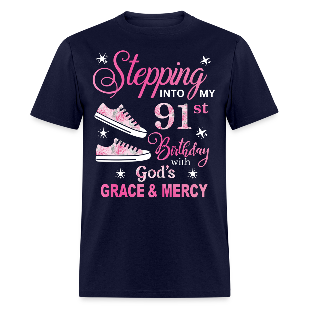 STEPPING INTO MY 91ST BIRTHDAY UNISEX SHIRT - navy