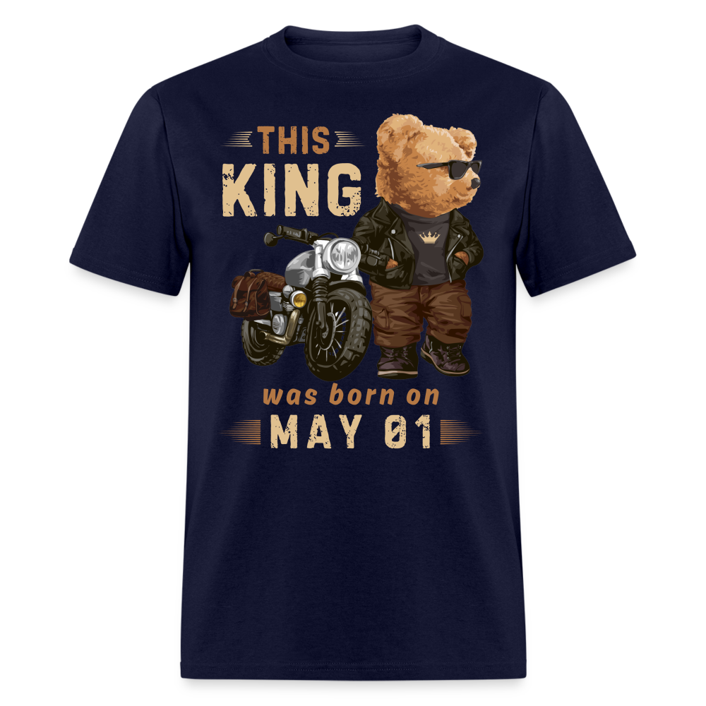 A KING WAS BORN ON MAY 01 SHIRT - navy