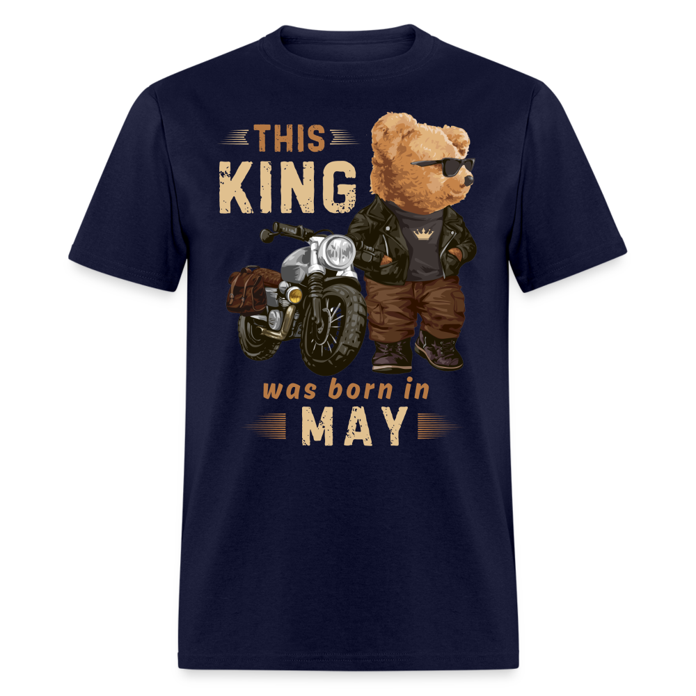 A KING WAS BORN ON MAY SHIRT - navy