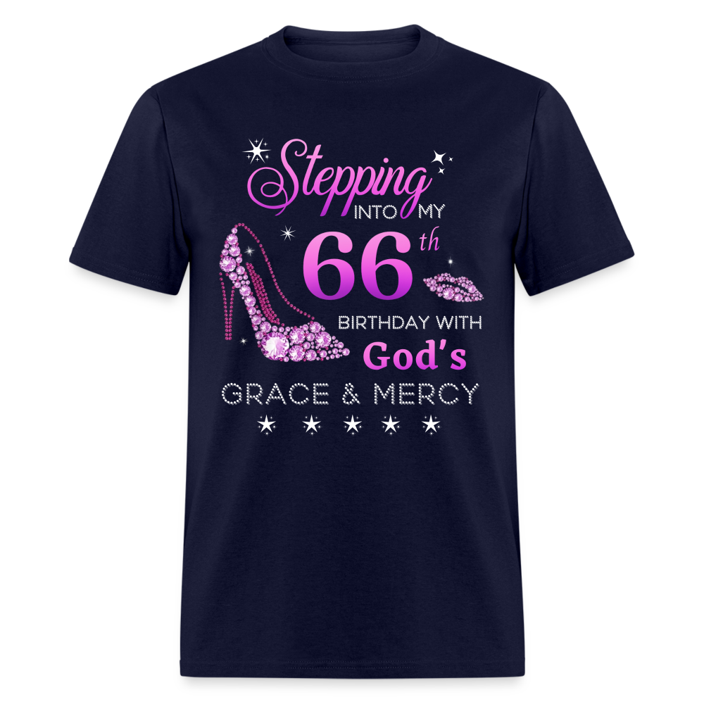 STEPPING INTO MY 66TH BIRTHDAY UNISEX SHIRT - navy