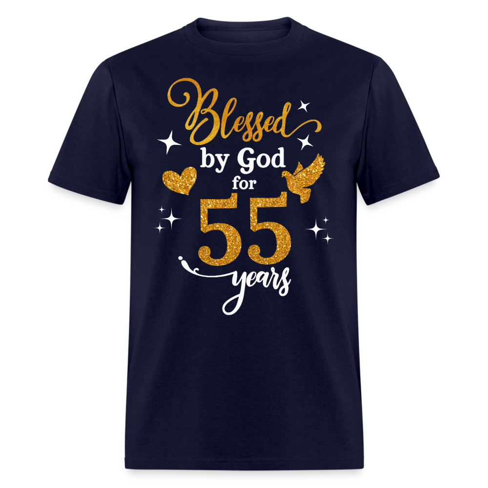 BLESSED BY GOD FOR 55 YEARS UNISEX SHIRT - navy
