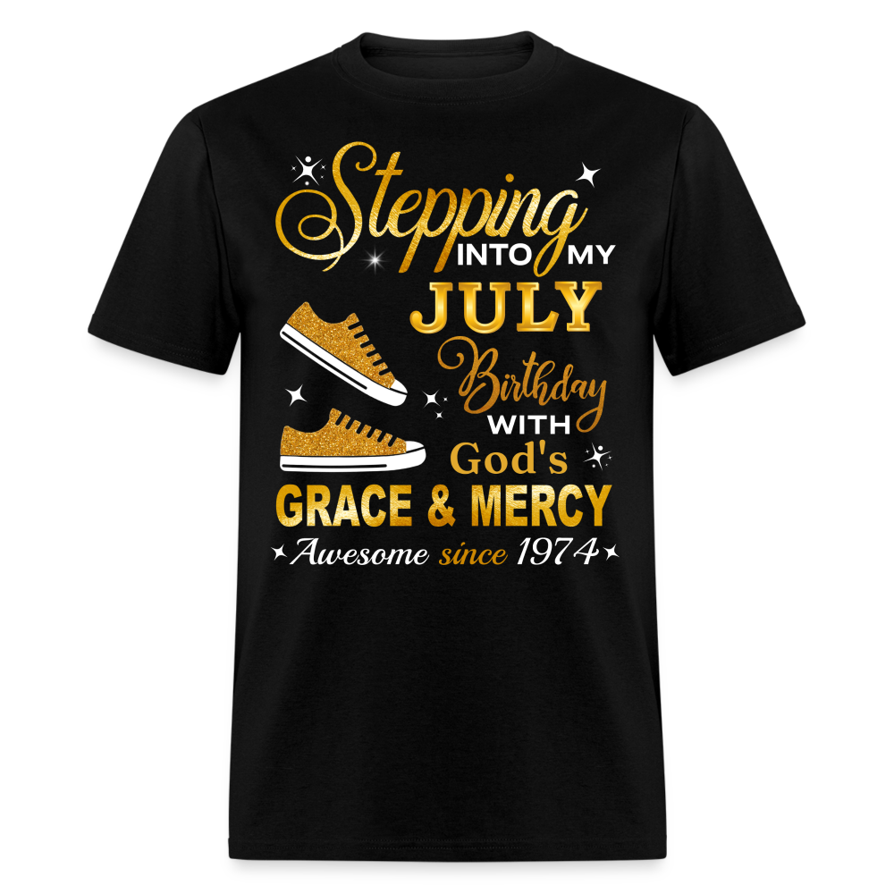 STEPPING INTO JULY AWESOME SINCE 1974 UNISEX SHIRT - black