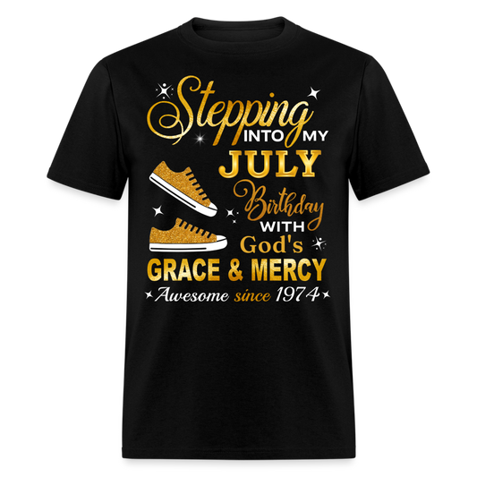 STEPPING INTO JULY AWESOME SINCE 1974 UNISEX SHIRT - black