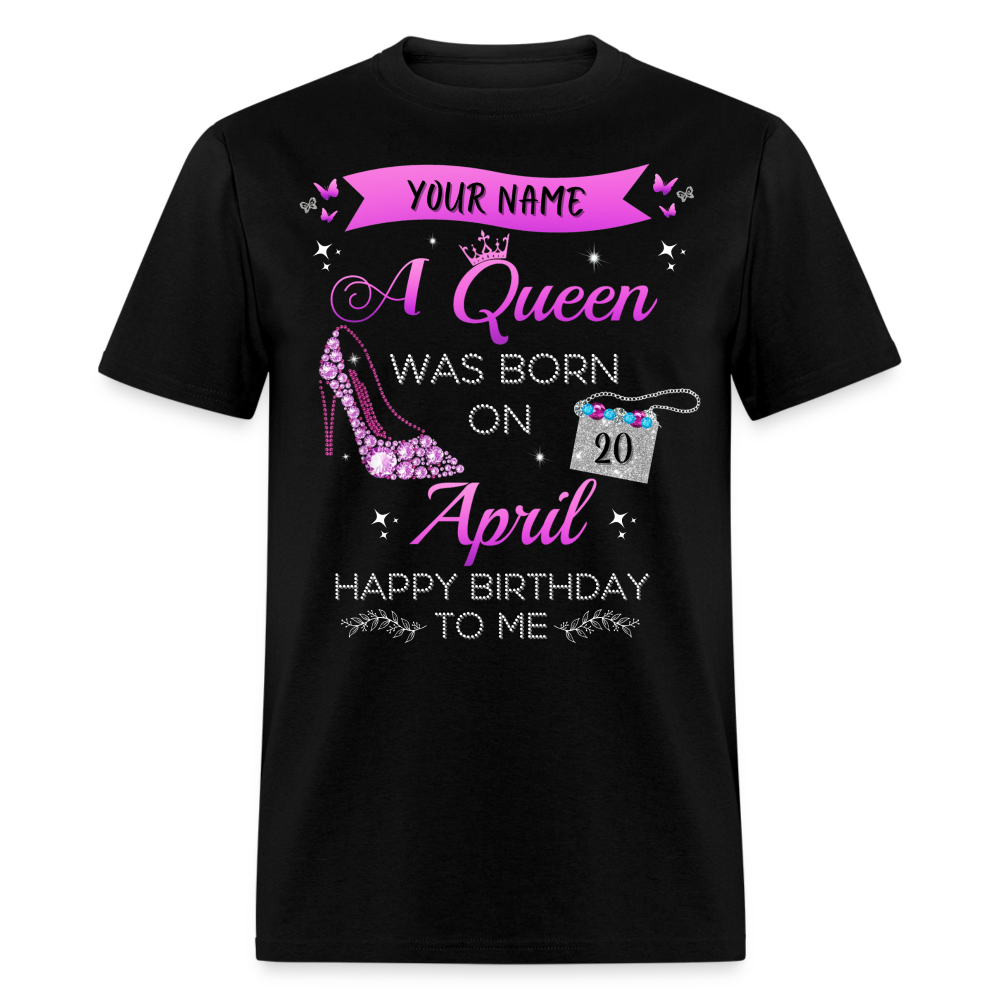 PERSONALIZABLE APRIL BIRTHDAY UNISEX SHIRT - black