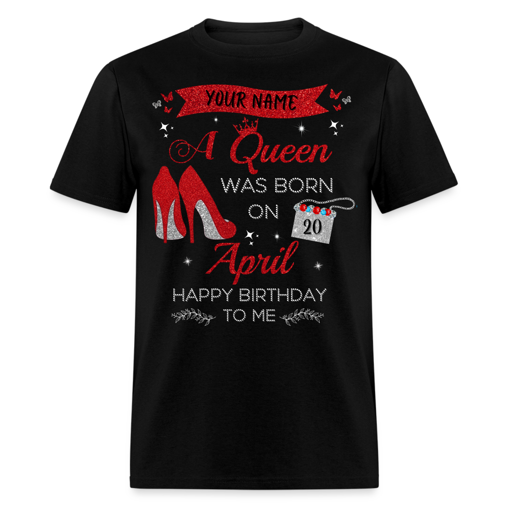 PERSONALIZABLE APRIL BIRTHDAY UNISEX T-SHIRT - black