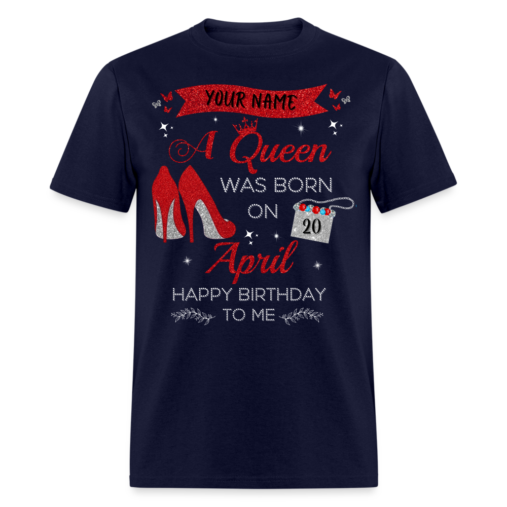 PERSONALIZABLE APRIL BIRTHDAY UNISEX T-SHIRT - navy