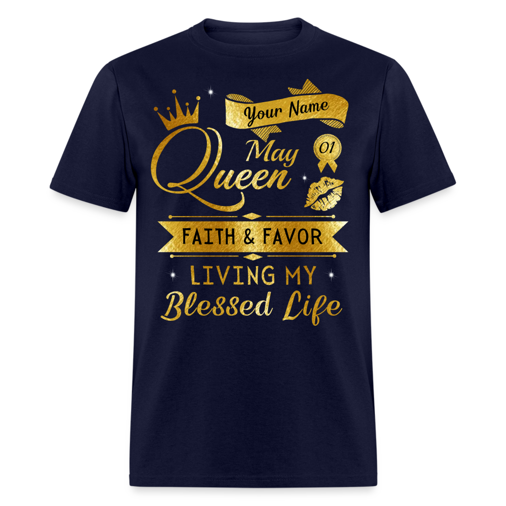 PERSONALIZABLE MAY FAITH AND FAVOR UNISEX SHIRT - navy