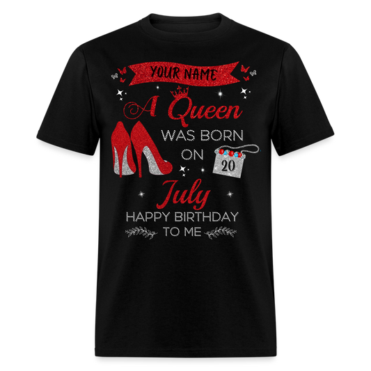 PERSONALIZABLE JULY BIRTHDAY UNISEX T-SHIRT - black